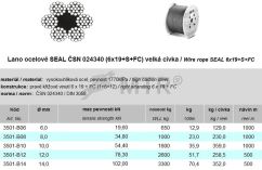 Lano ocelové 6x19S-FC, holé, velká cívka