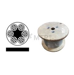 Acélkötél 6x19M-FC, fekete PVC bevonattal, nagy tekercs